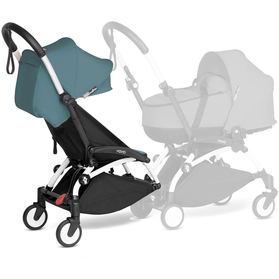 BABYZEN Kinderwagen YOYO 6+ connect White mit Textilset Aqua