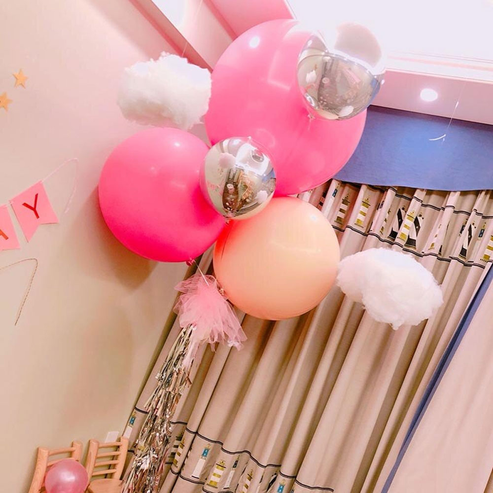 (5er Set) Ø90cm XXL Party Deko Ballons Latex Luftballons Extragross - Silber