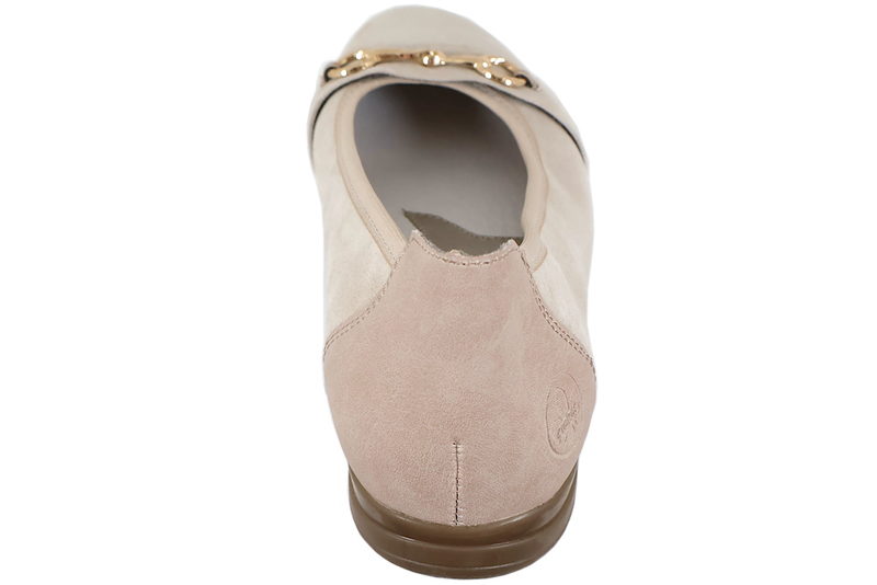 RIEKER BALLERINA I SANDFARVET RUSKIND