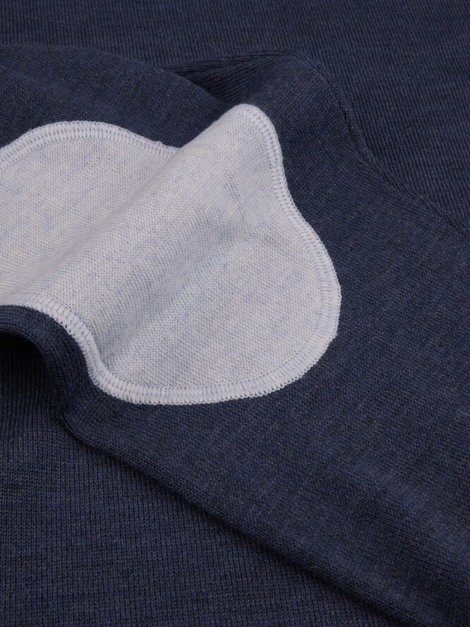Stenströms Sweater Knitted Crew Neck With Patch Merino Wool Blue