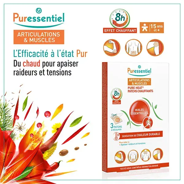 Puressentiel Articulations et Muscles Patch Chauffants Pure Heat 3 unités