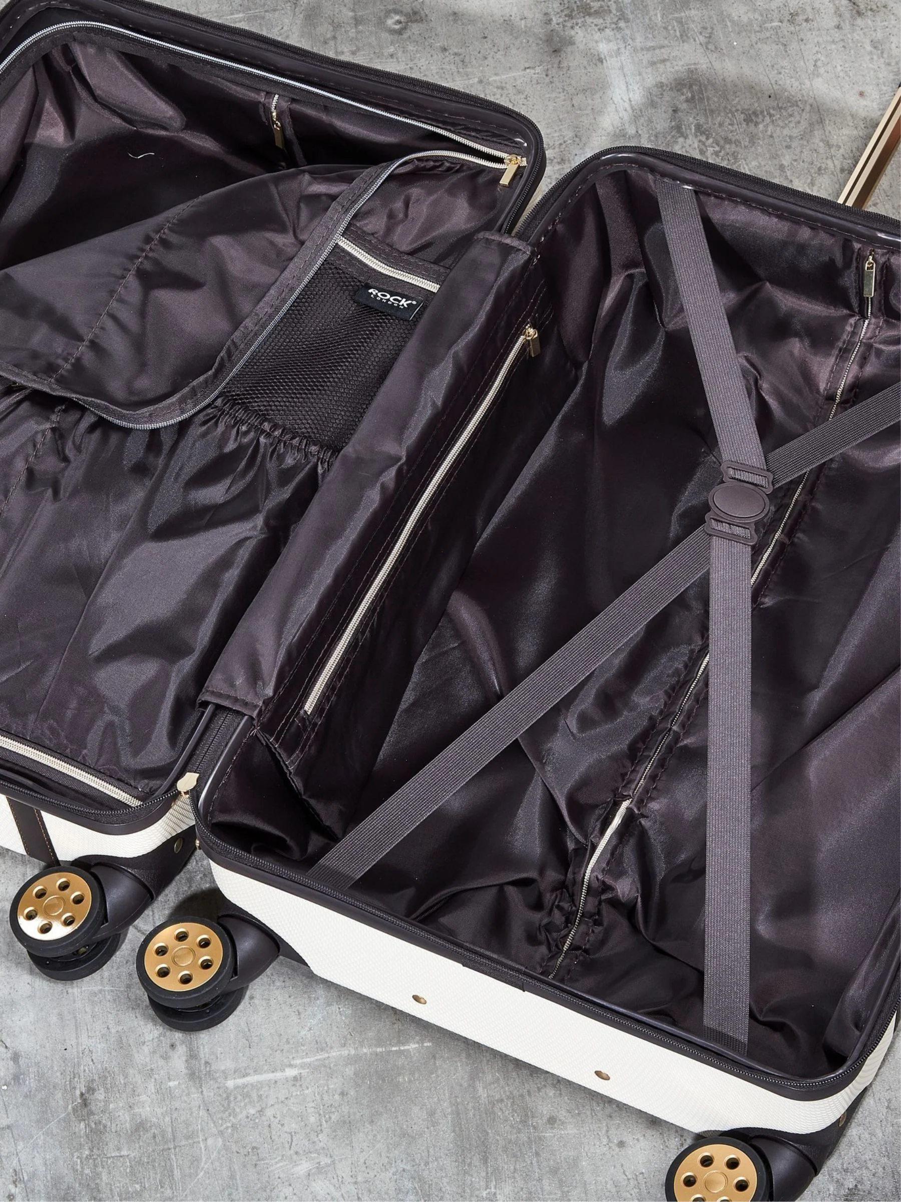 Crème - Rock Luggage set van 3 vintage koffers