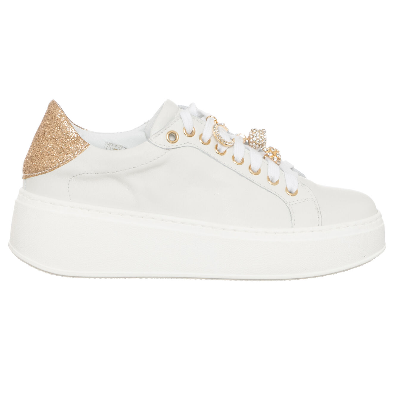 Loretta Pettinari Sneakers en Cuir Odena blanc/platine