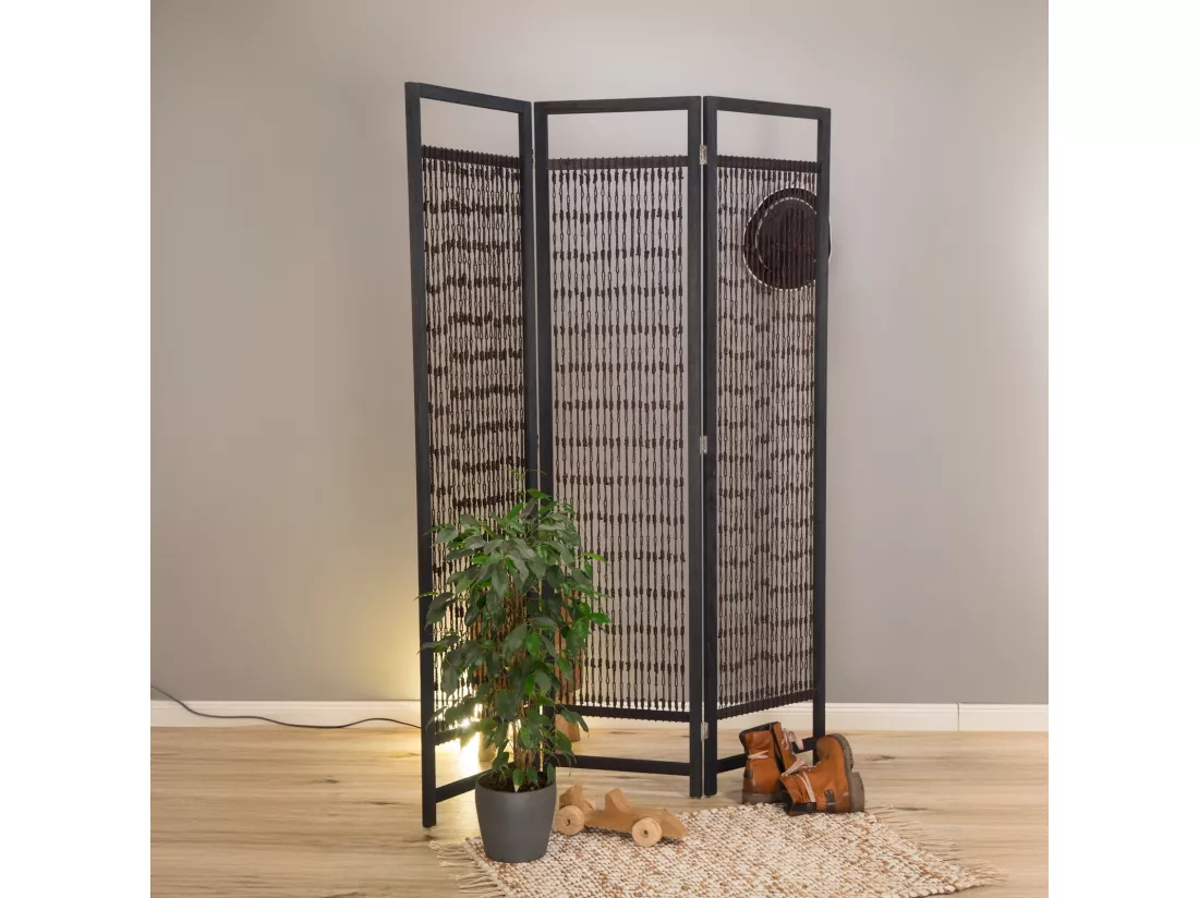 PARAVENT Cosmo 3 pièces. 166x121 cm, bois, fil solide noué schwarz