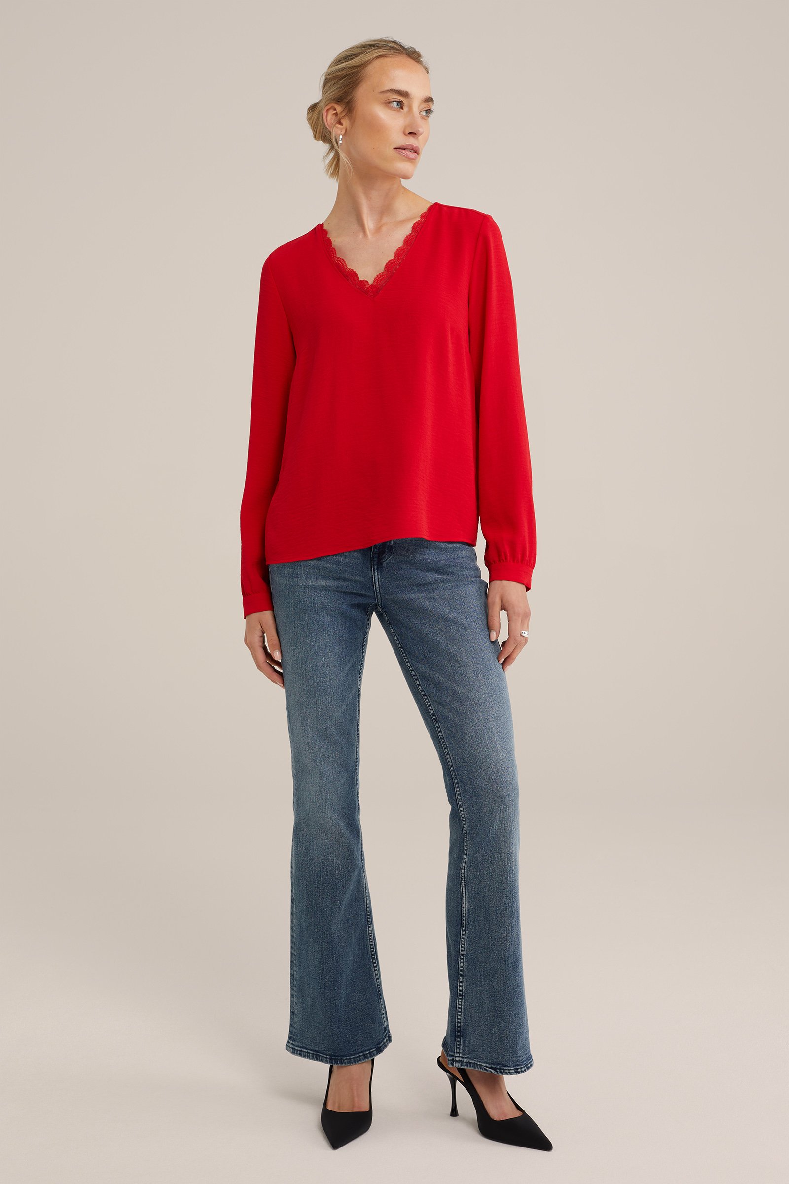 blouse met kant WE Fashion Felrood