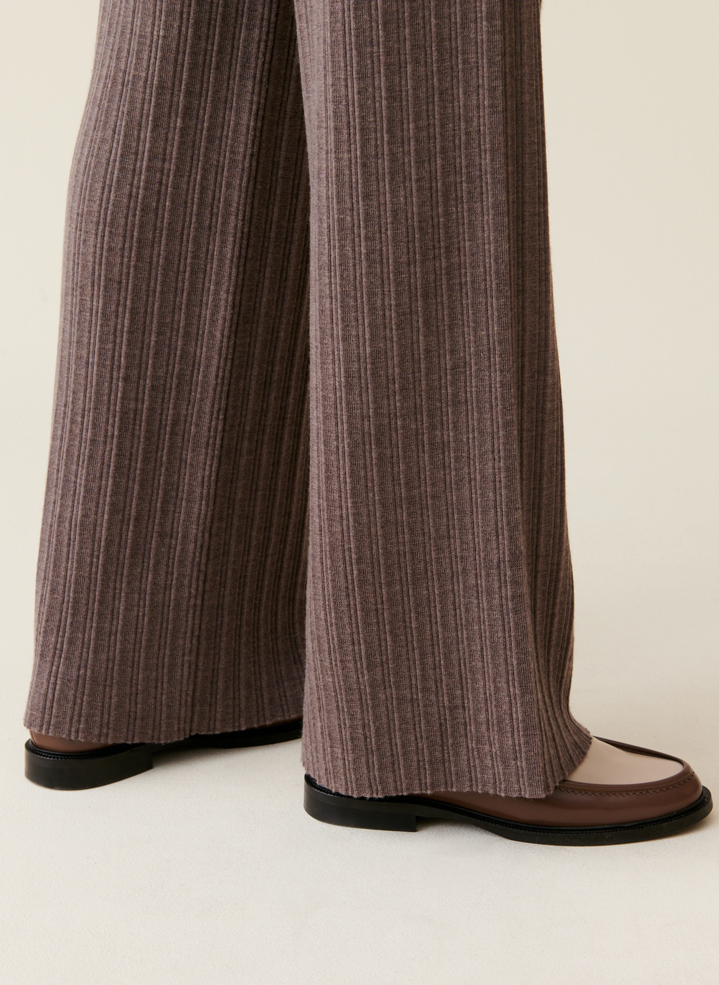 Pantalon large en laine | Marron