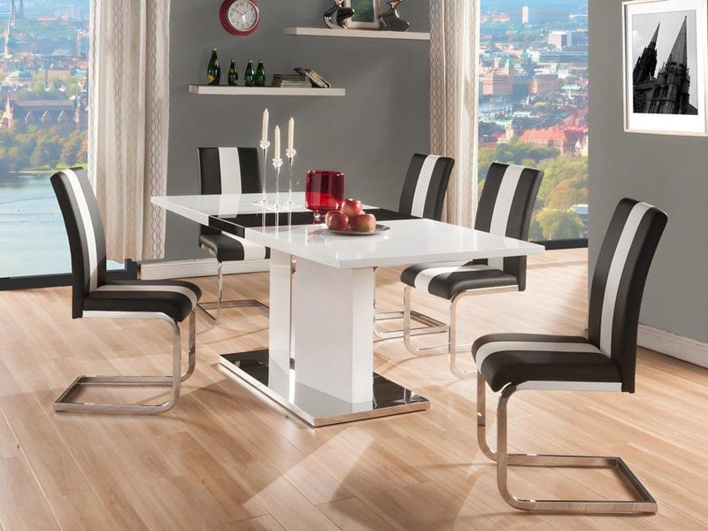 Pascal Morabito - TRINITY - Eettafel - Wit Gelakt MDF - Verlengbaar - Roestvrij Staal