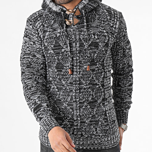 Pull A Capuche Noir Blanc