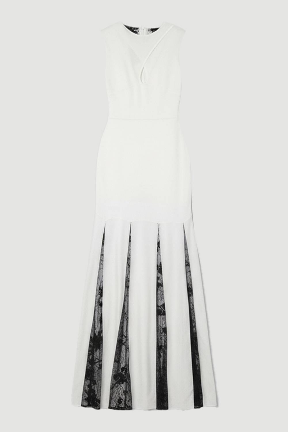 KarenMillen Robe Maxi Tricotée en Mélange de Viscose Moulante Transparente avec Détails en Dentelle