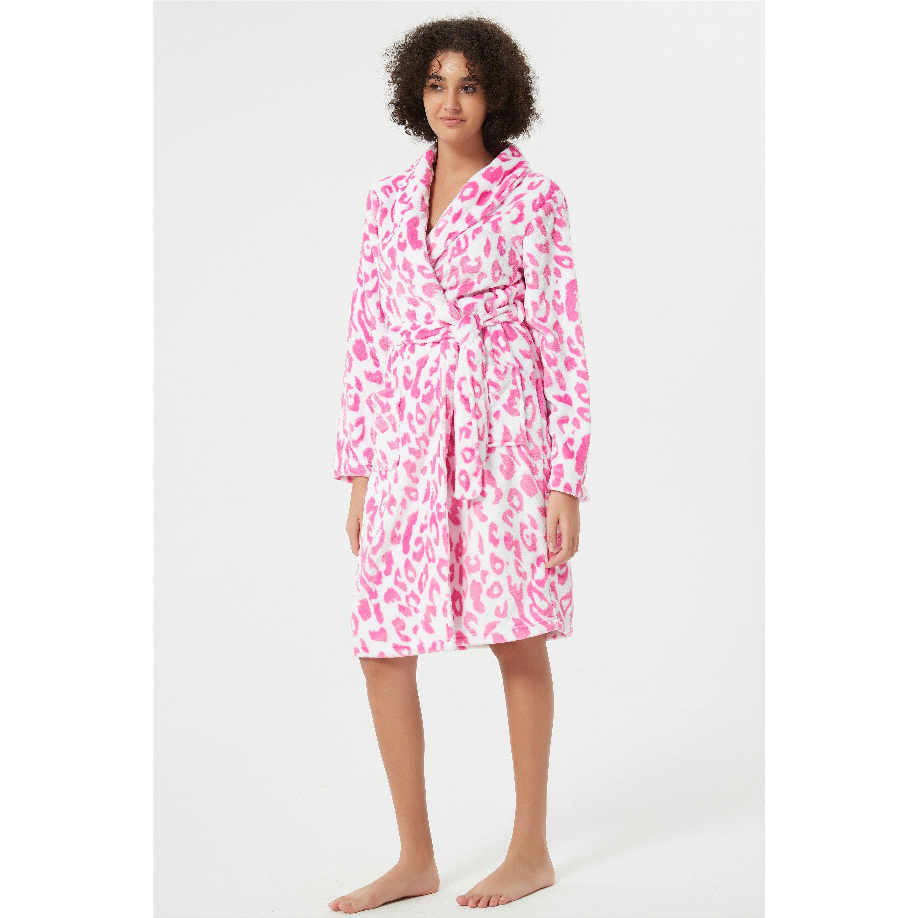 Linea Ladies Leopard Fleece Dressing Gown