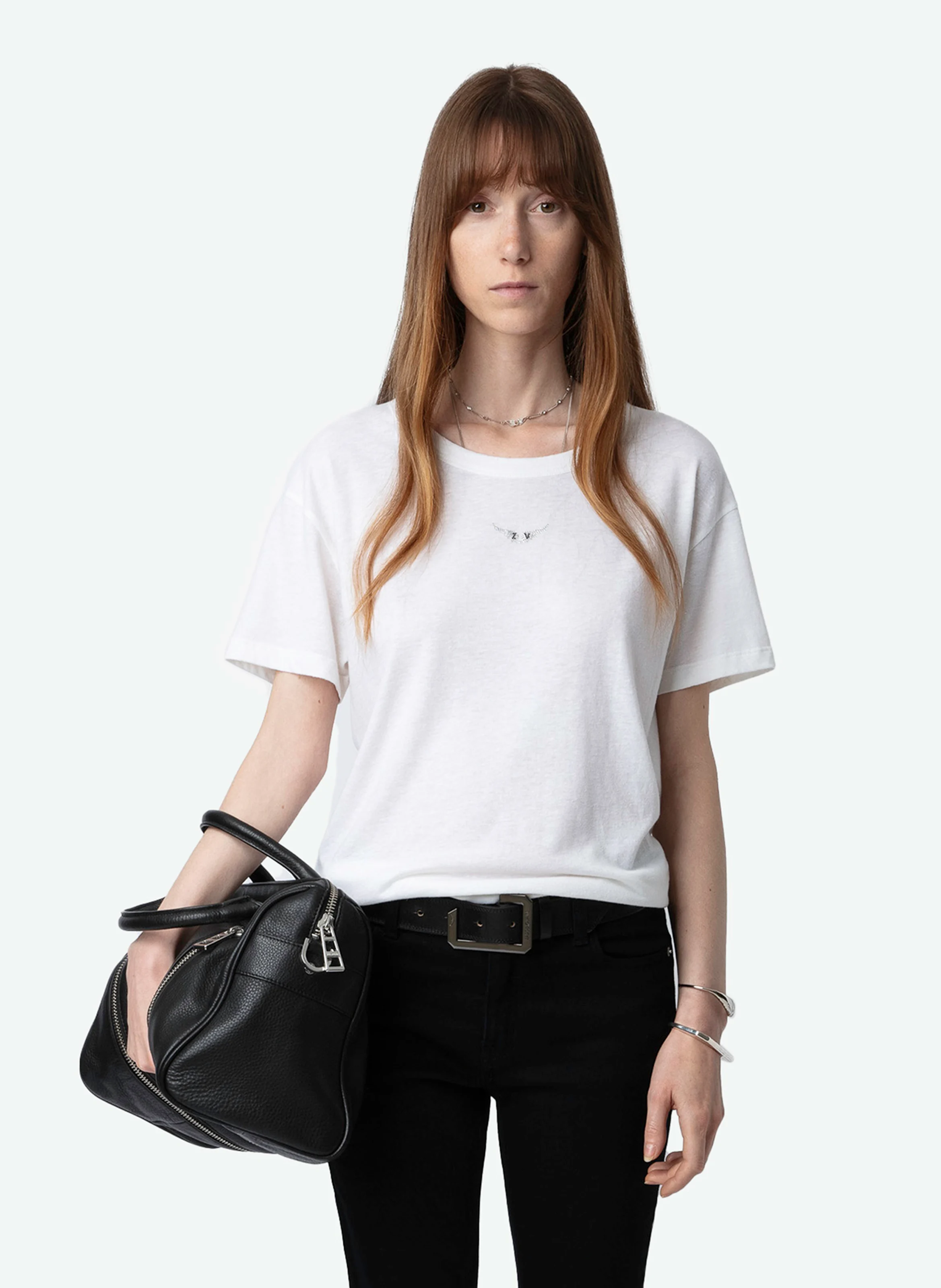 MARTA - Tee-shirt droit en coton et lin mélangés | Blanc