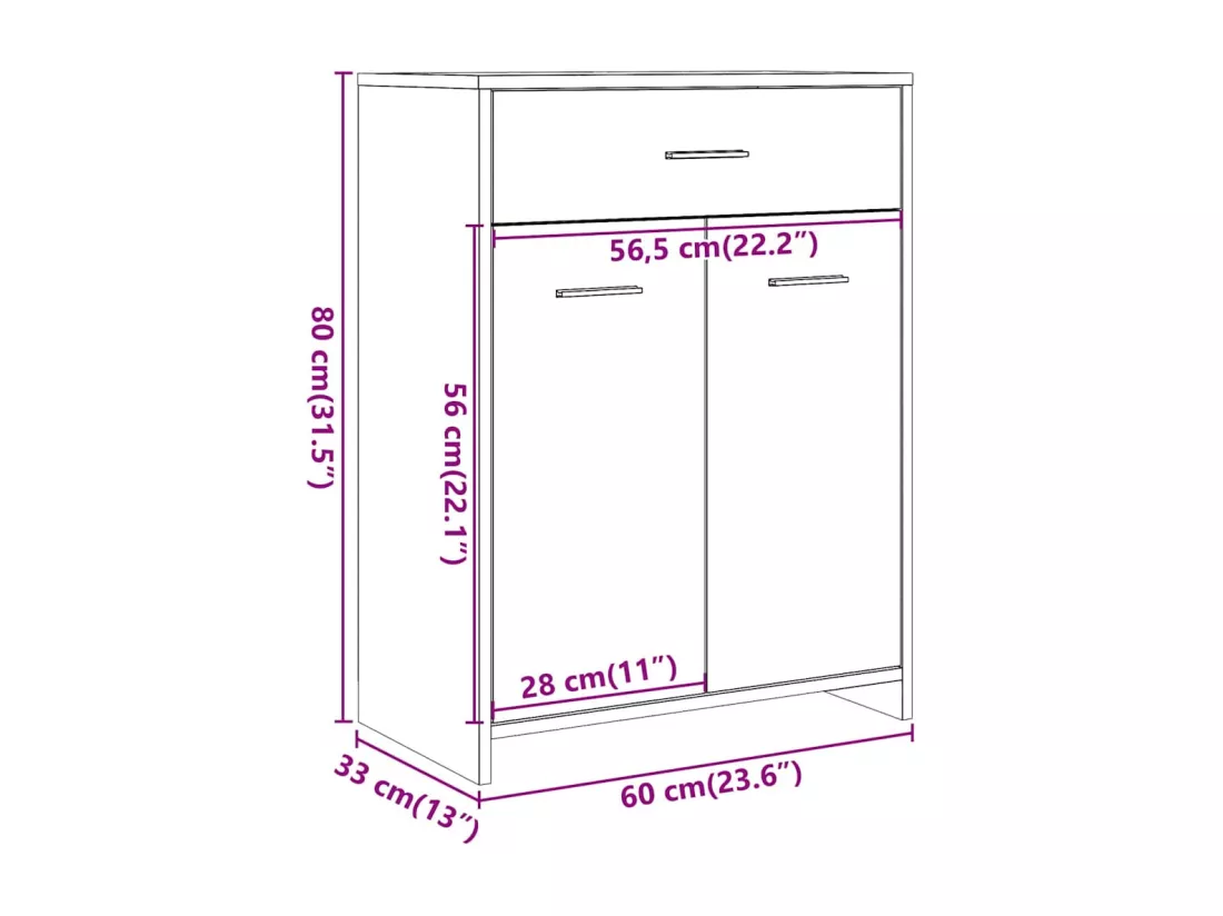 Armoire de salle de bain vieux bois 60x33x80 cm bois ingénierie