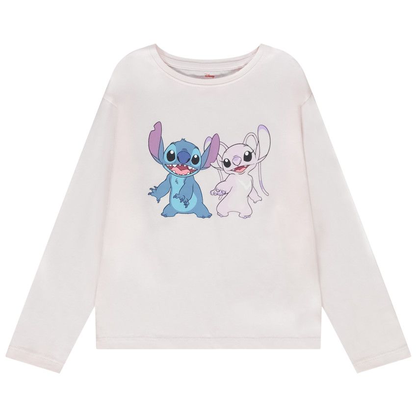 T-shirt manches longues Stitch & Angel Disney pour fille - Rose