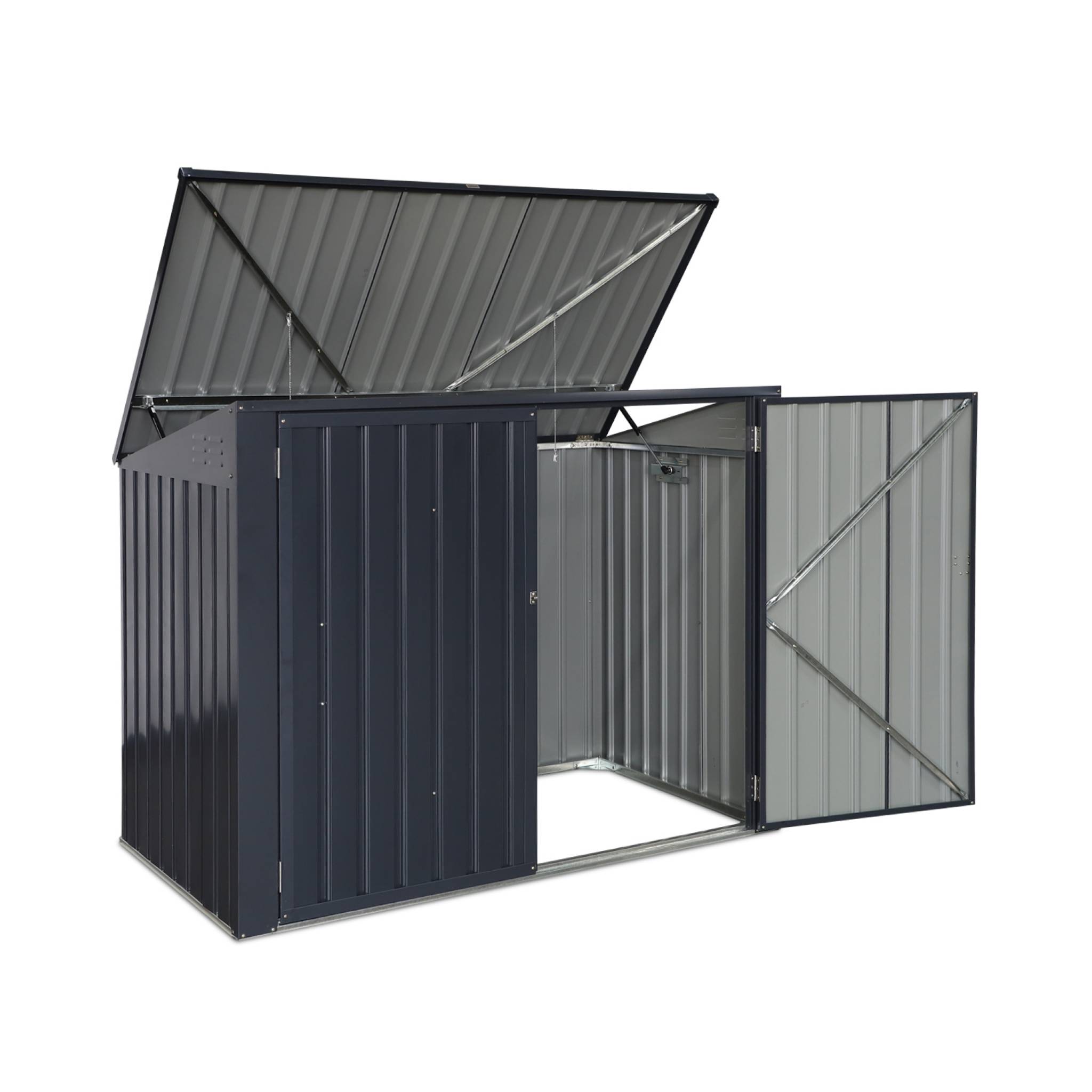 Cache poubelle double couleur gris anthracite. 1.75m²