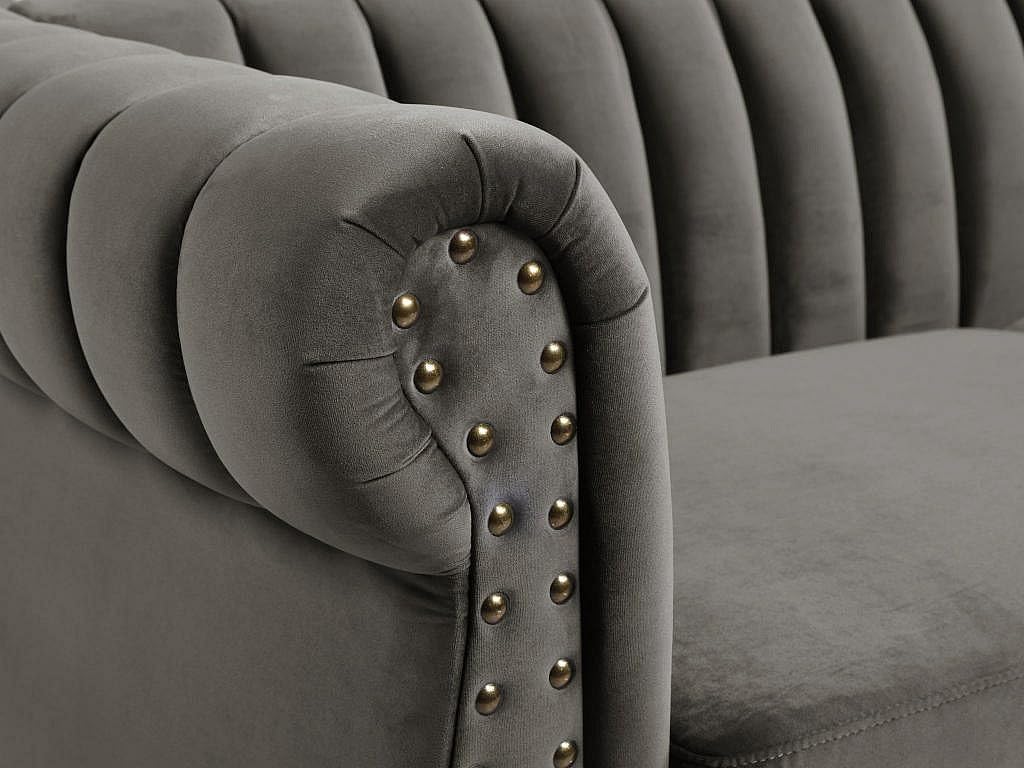 Vente-unique-Chesterfield-Sofa - 3-Sitzer - Samt - Grau - Trumbo
