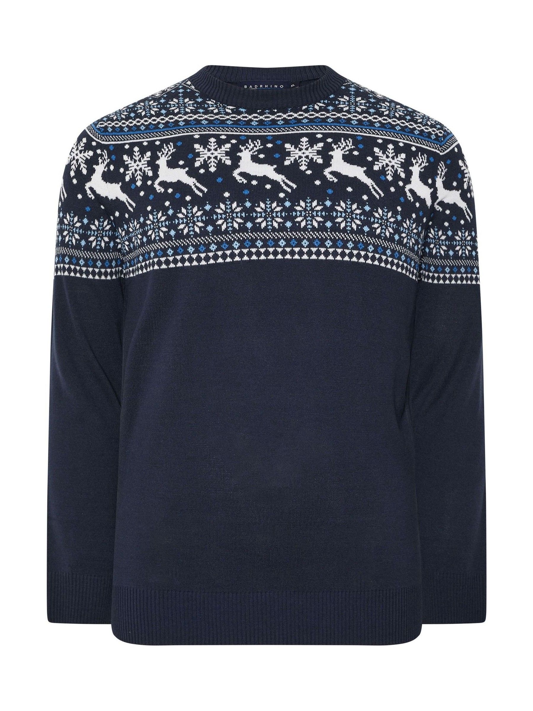 BadRhino Big & Tall Fairisle-trui met ronde hals