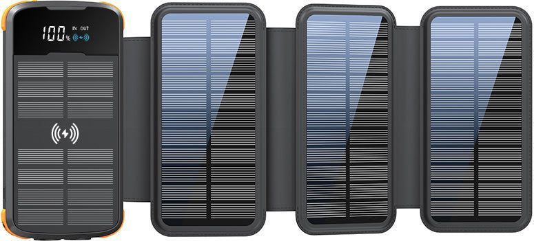 Siltcon - Draadloze Powerbank - 30000 mAh - 4 Zonnepanelen