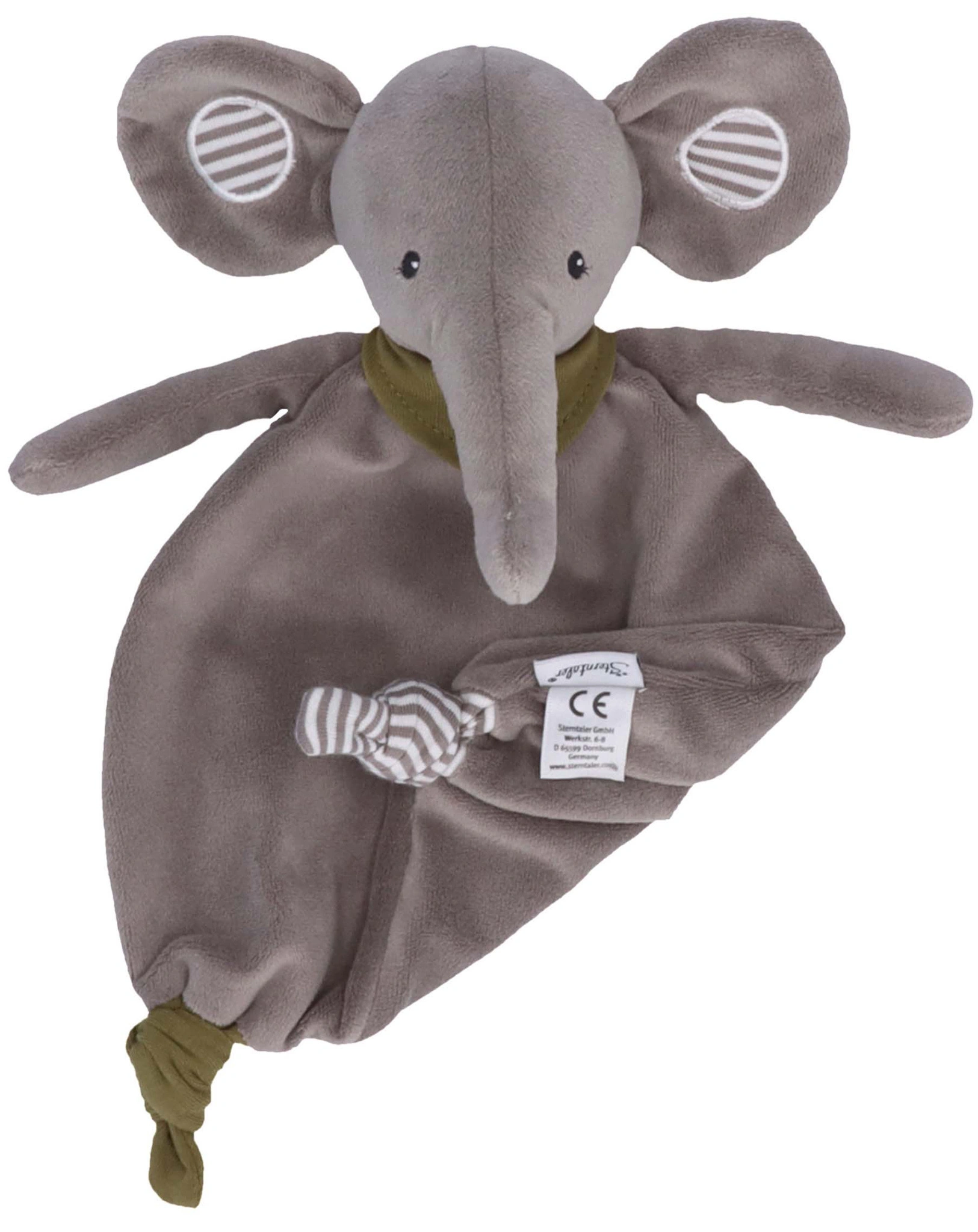 Schmusetuch EDDY ELEFANT mit Halstuch in grau