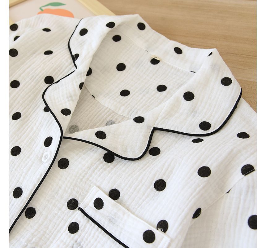 molpes - Pyjamaset: top met lange mouwen en stippen + broek