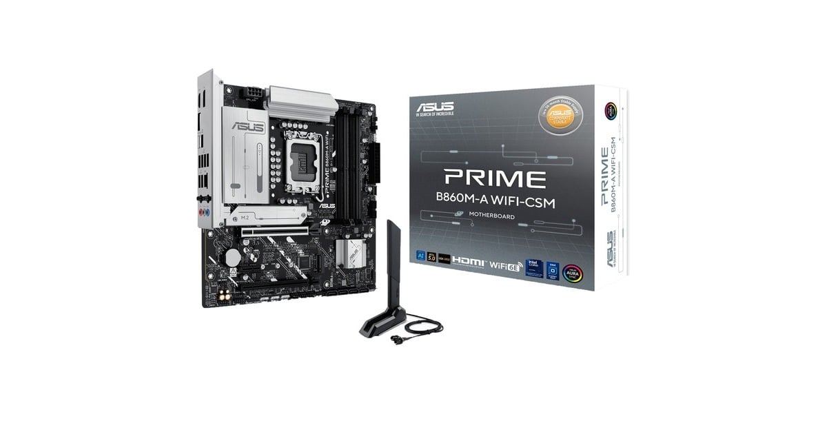 ASUSPRIME B860M-A WIFI socket 1851 moederbord  (RAID, 2.5 Gb-LAN, Wi-Fi 6E, BT, Sound, µATX)