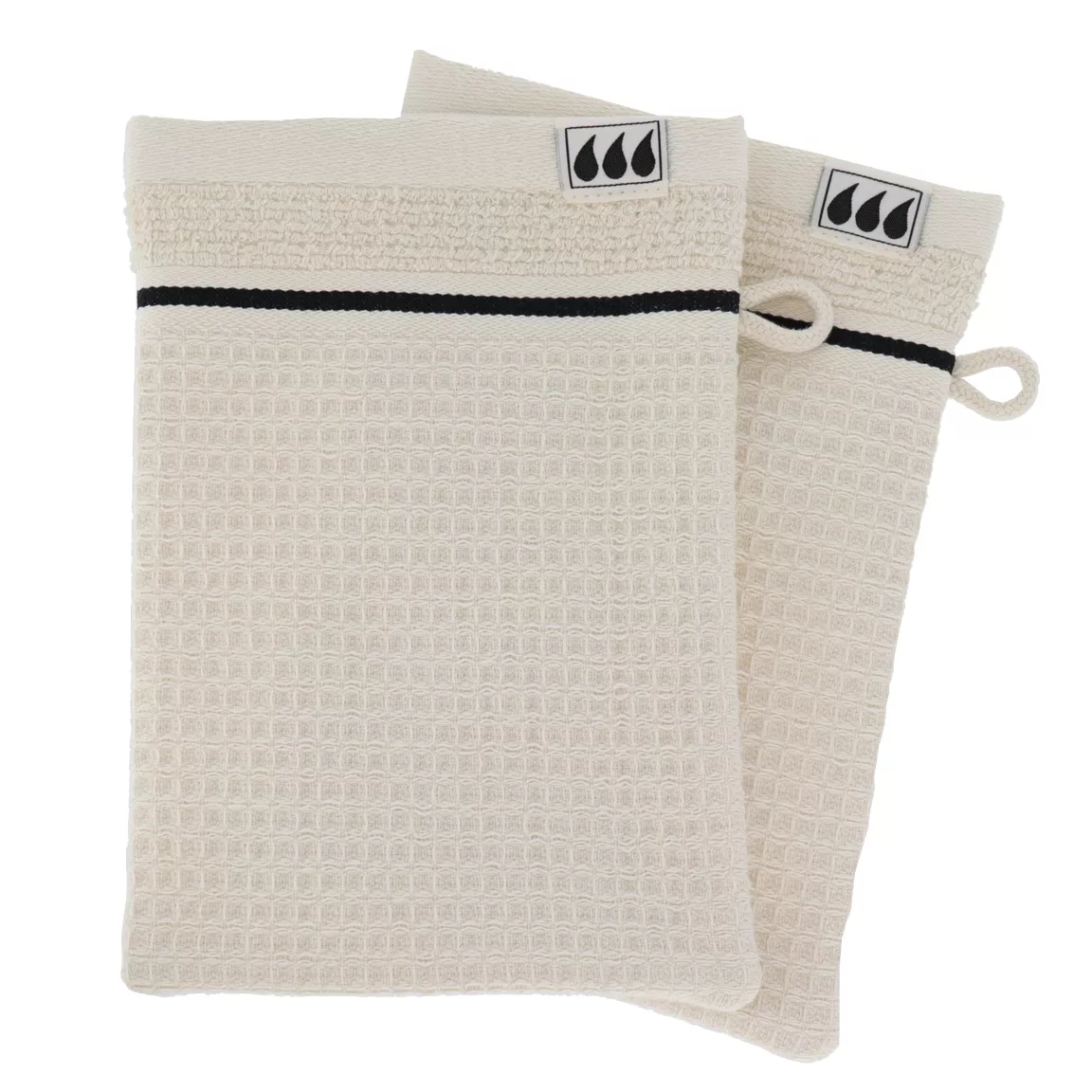 Lot de 2 gants de toilette coton nid d'abeille (15 x 21 cm) Japandi Beige