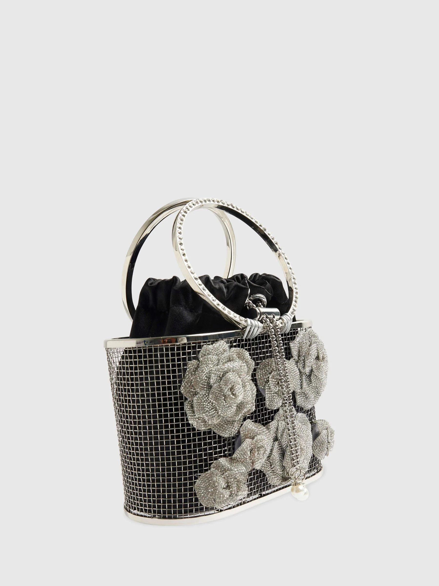 River Island Diamante Flower Basket Bag