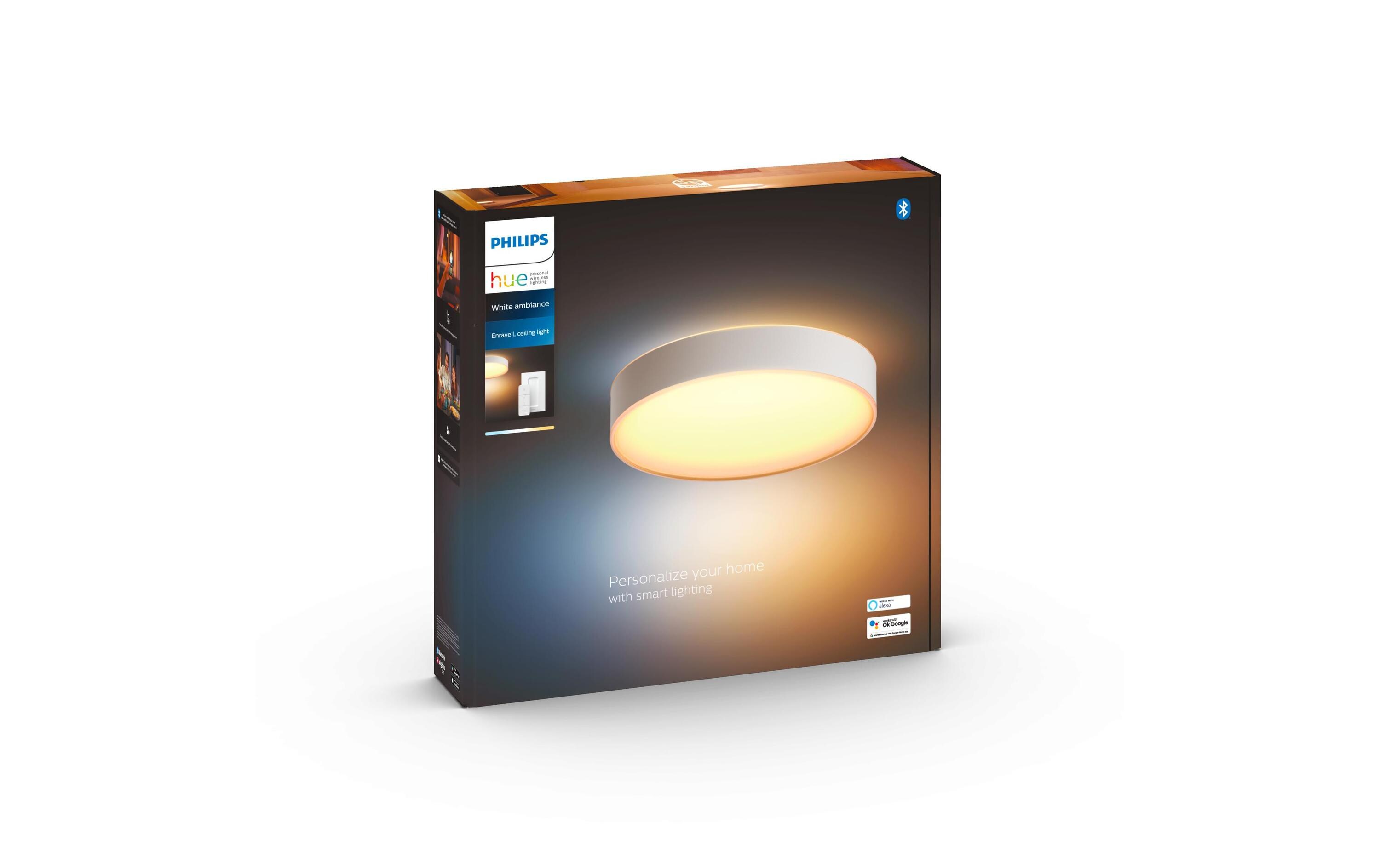 White Amb. Enrave Deckenleuchte L weiss 3300 lm + Dimmer<br>Deckenlampe steuerbar mit Philips Hue