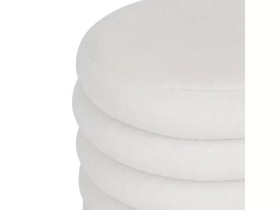 Pouf avec coffre en tissu à bouclettes Blanc 59 x 45 cm