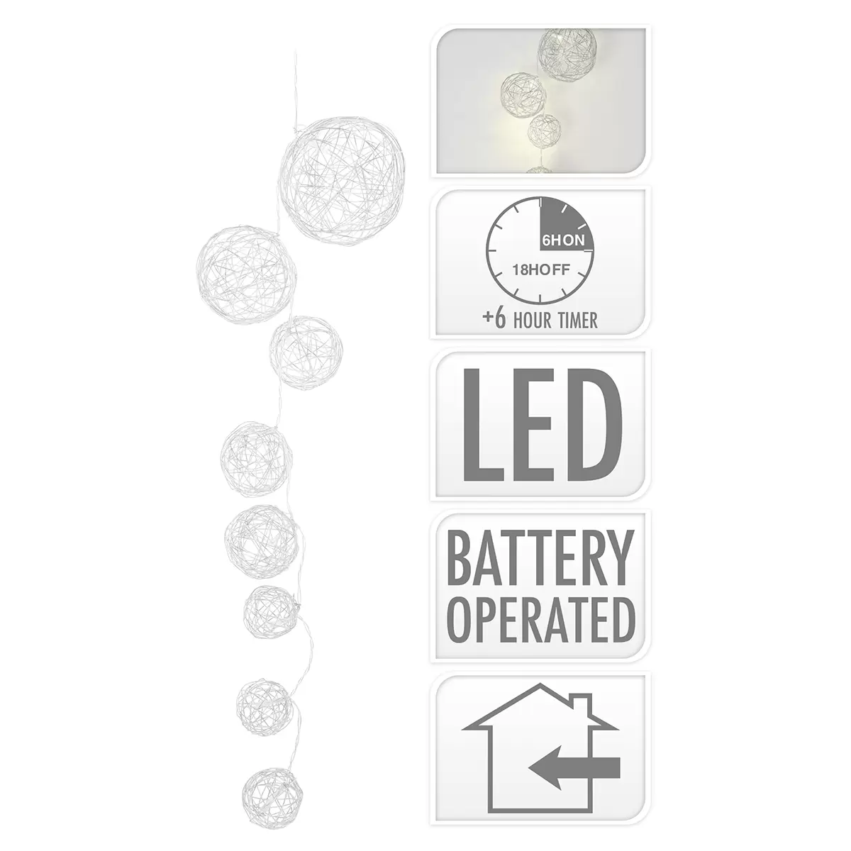 Lichterkette LED LED-Balls Silber