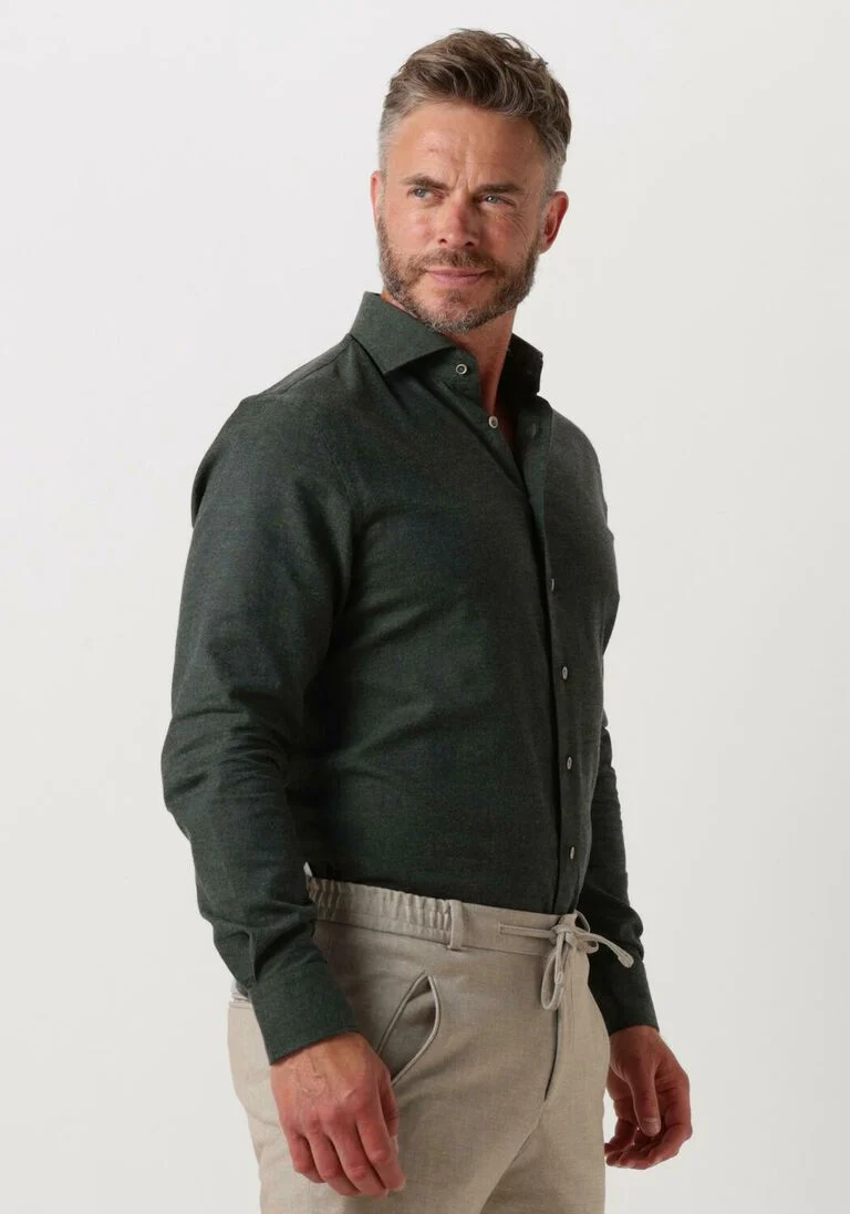 PROFUOMO groene profuomo casual overhemd twill brush