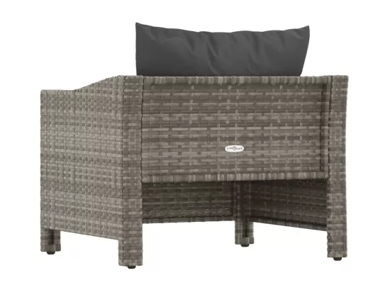 Fauteuil de jardin avec coussin Gris Résine tressée
