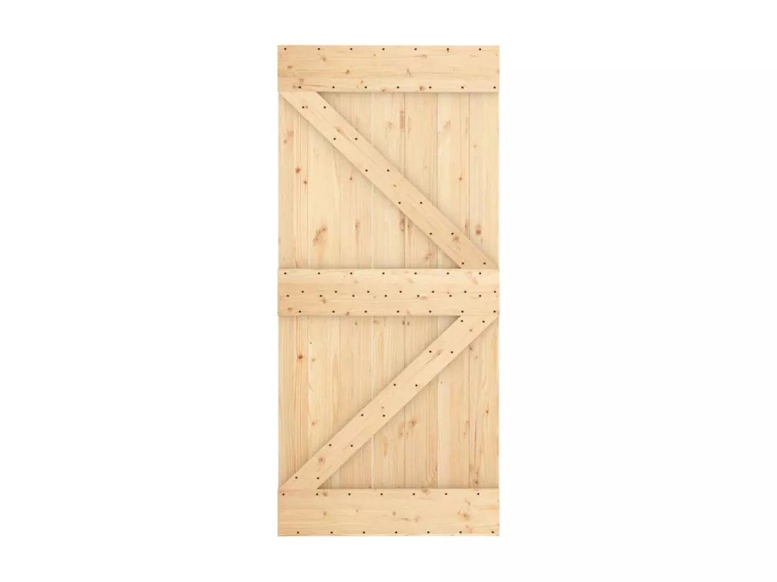 Porte coulissante et kit de quincaillerie 95x210 cm pin massif