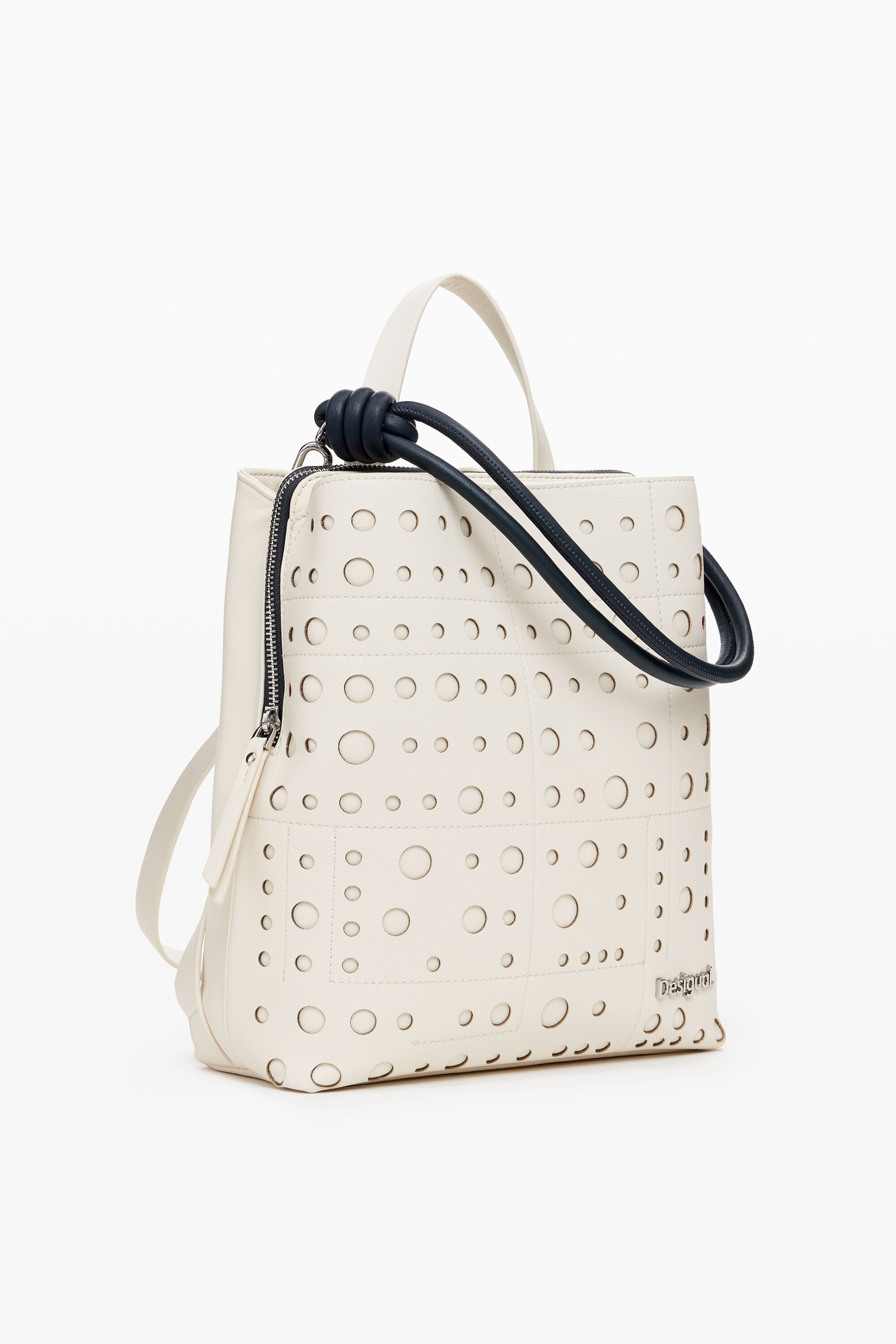 Mochila de couro sintético com círculos