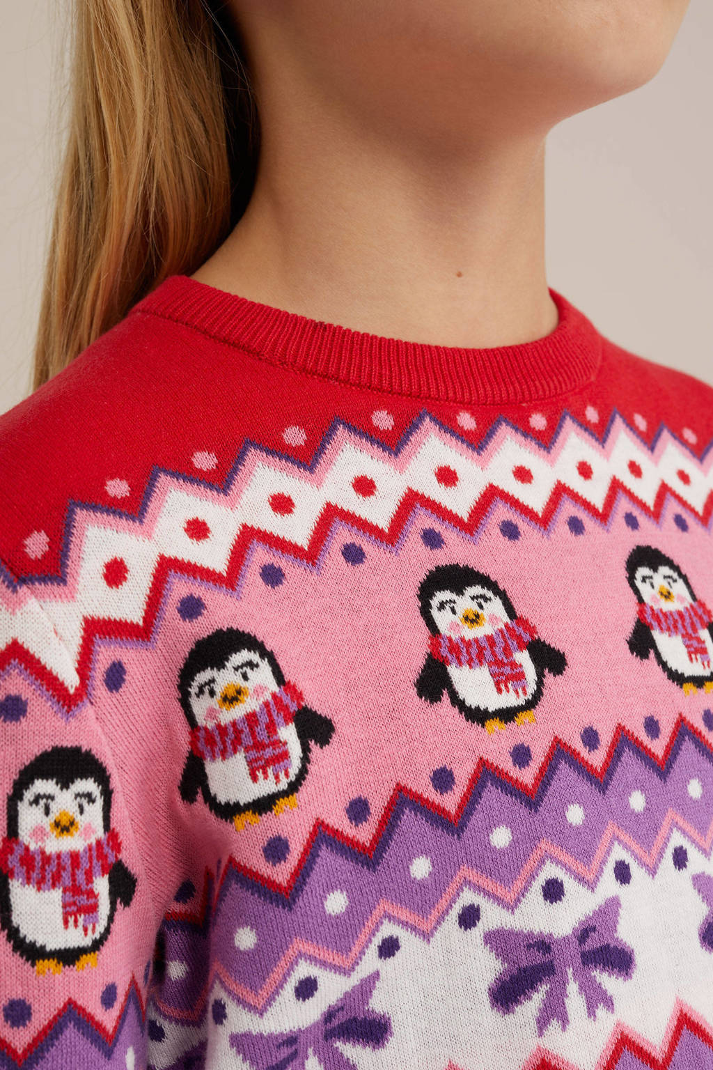WE Fashion kersttrui paars