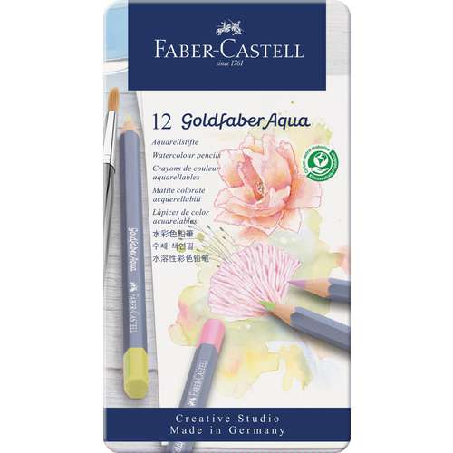 FABER-CASTELL Goldfaber Aqua Aquarellstift, Pastelltöne, 12er Metalletui