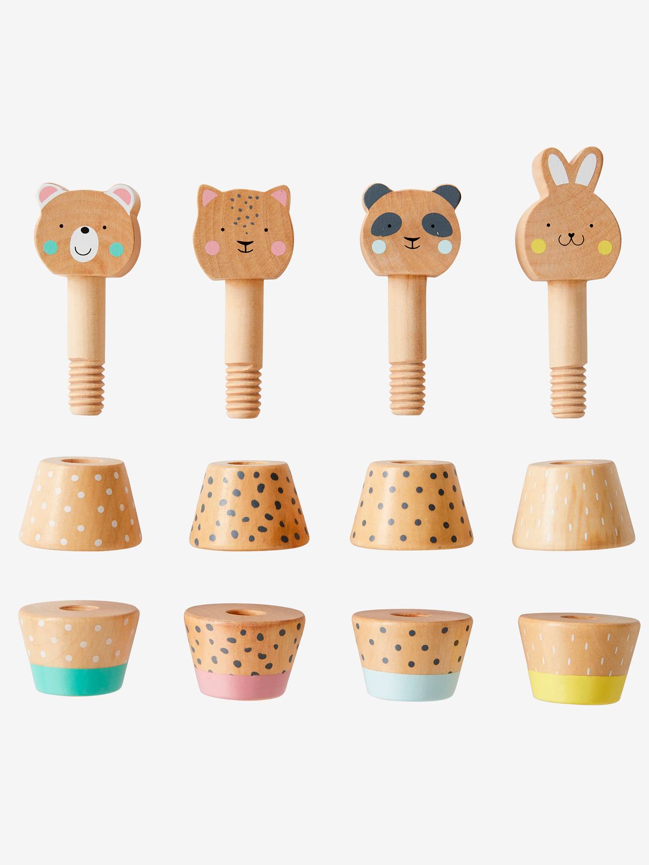 Brinquedo de montar em forma de animal, feito de madeira com certificação FSC®, multicolorido.