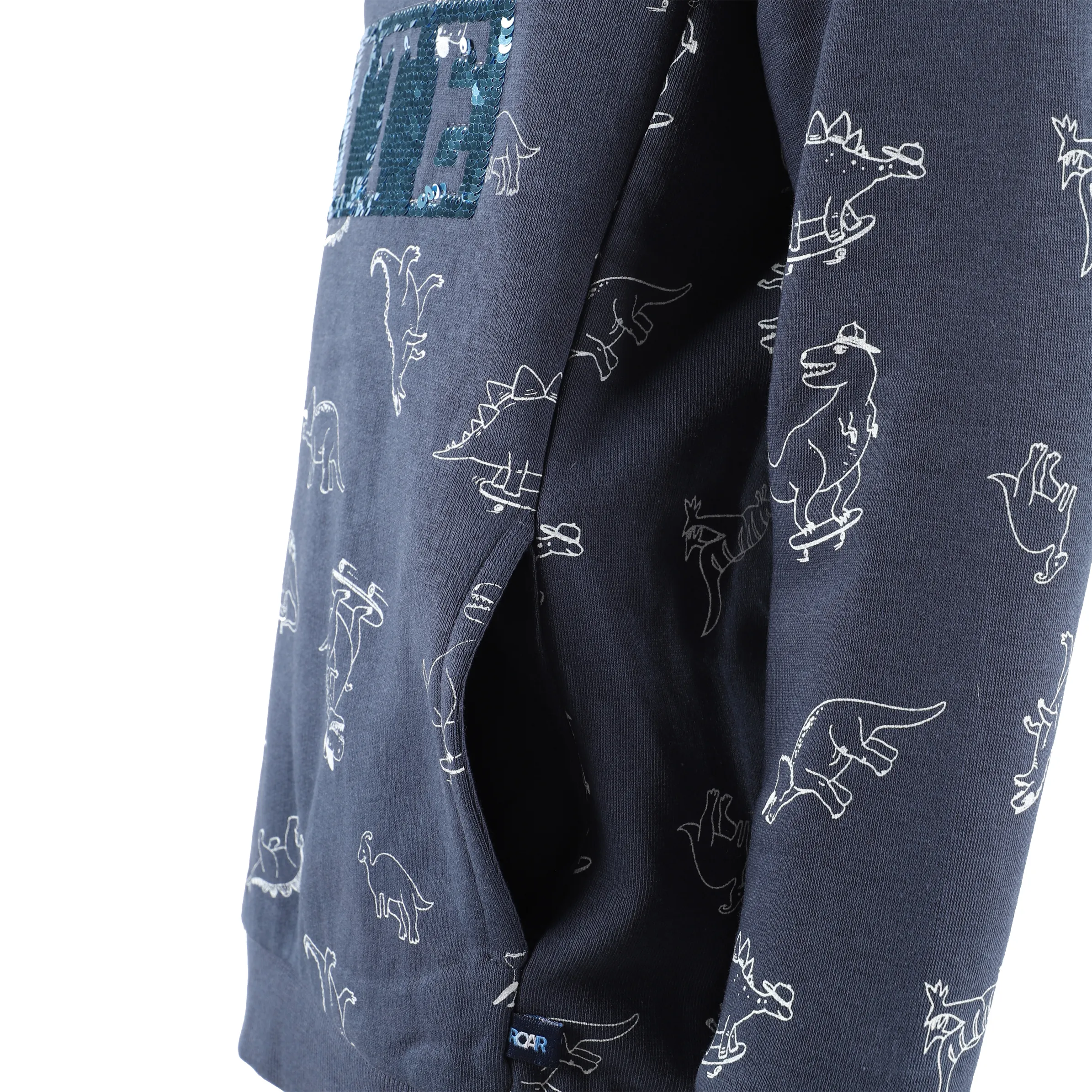 Jungen Hoodie mit Paillettenprint und Dinodruck