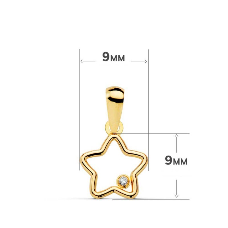 Collier - Pendentif Or 18 Carats 750/000 Jaune Motif Etoile - Chaine Dorée