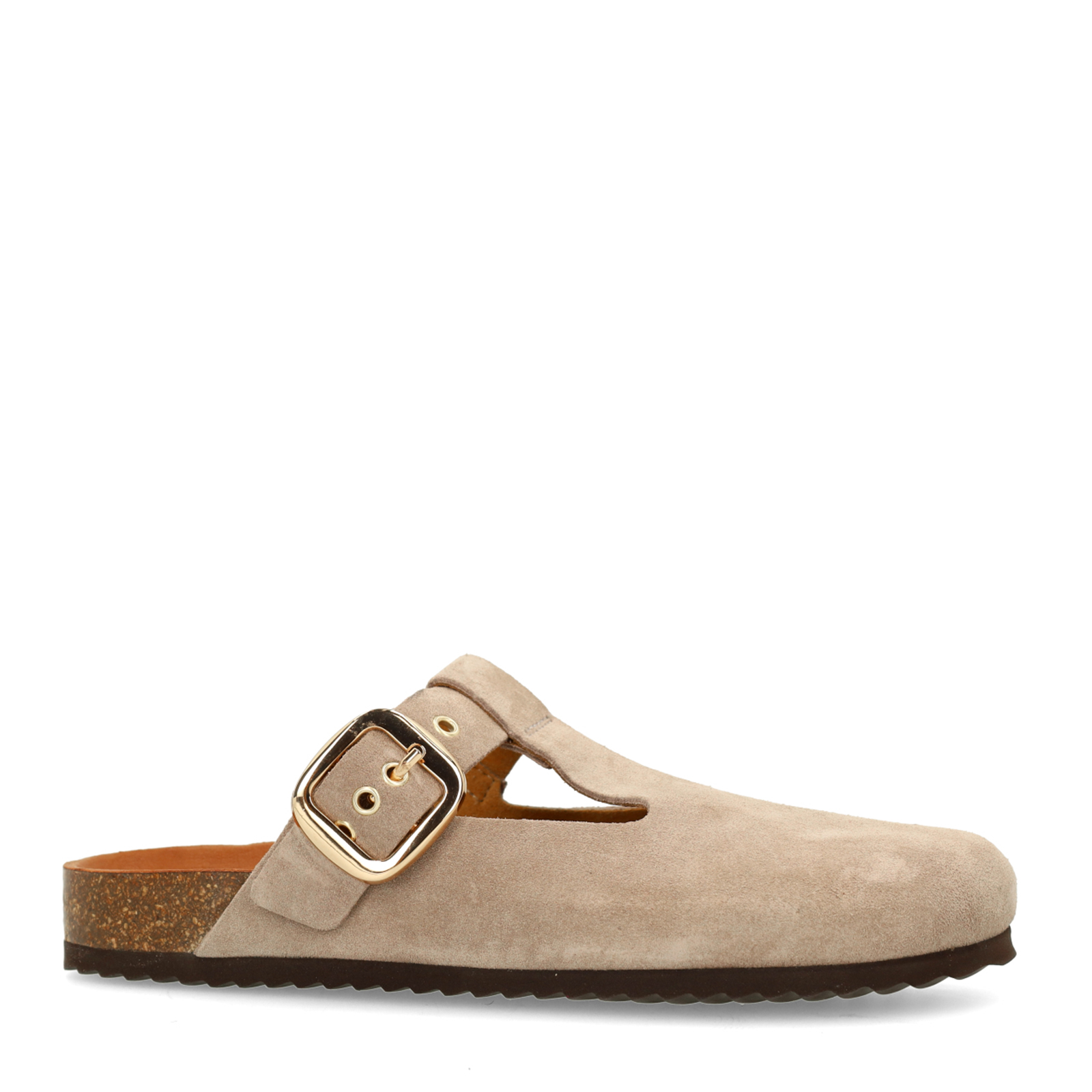 Beige/grijs suède clogs