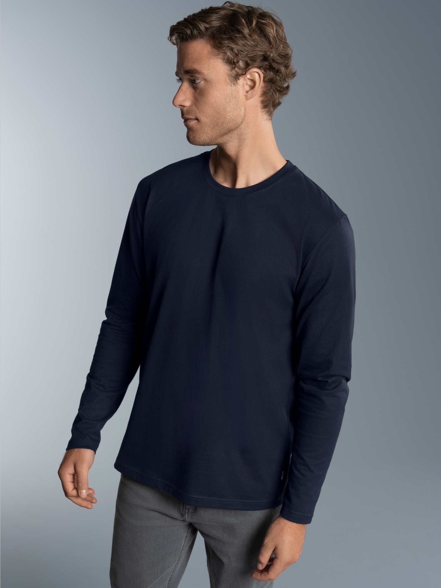 Langarmshirt aus 100% Baumwolle Navy