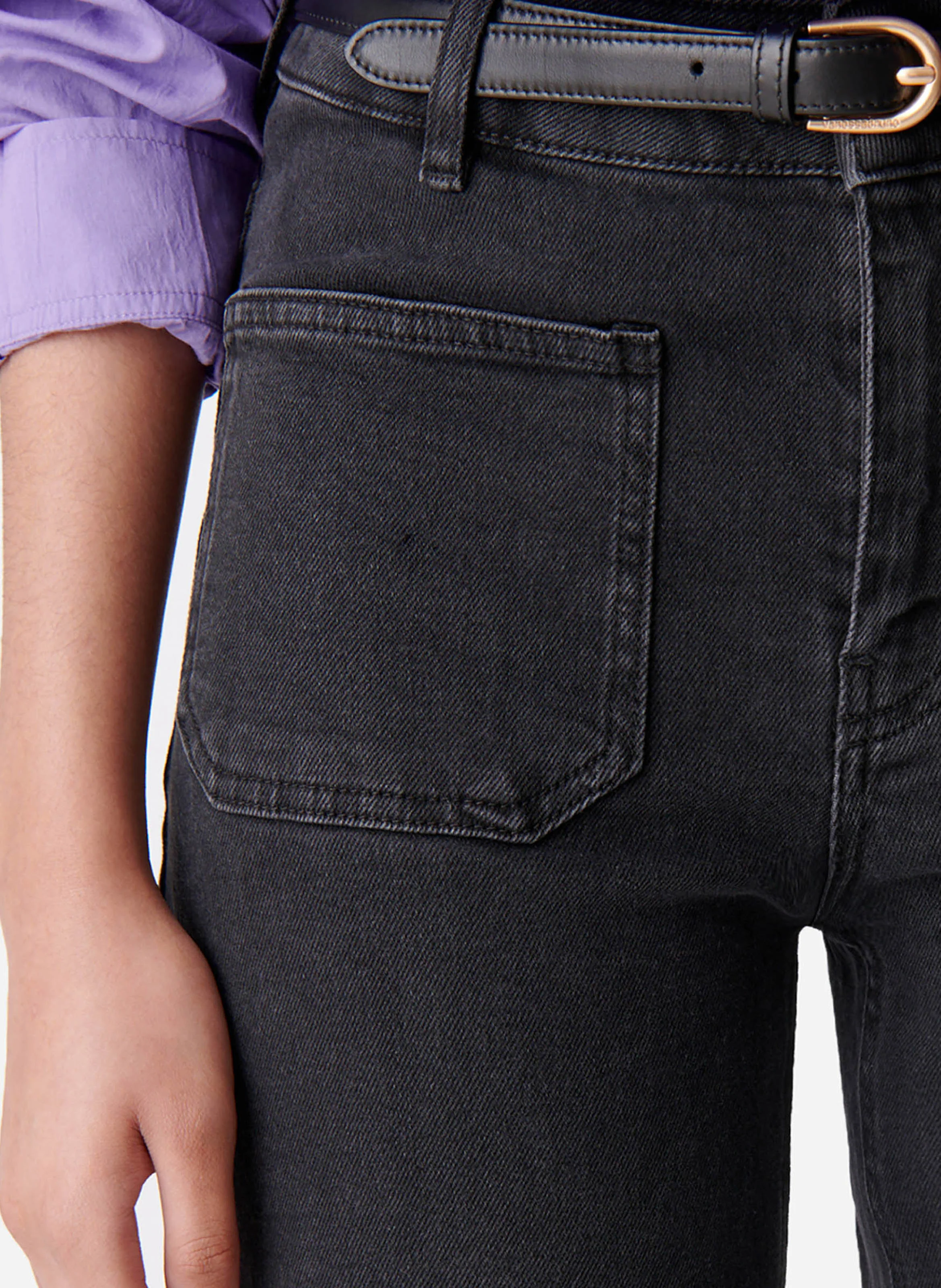 DOMPAY - Jean droit taille haute en coton mélangé | Noir