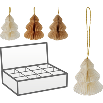 Kerstdecoratie hanger kerstboom papier divers 8 cm per stuk