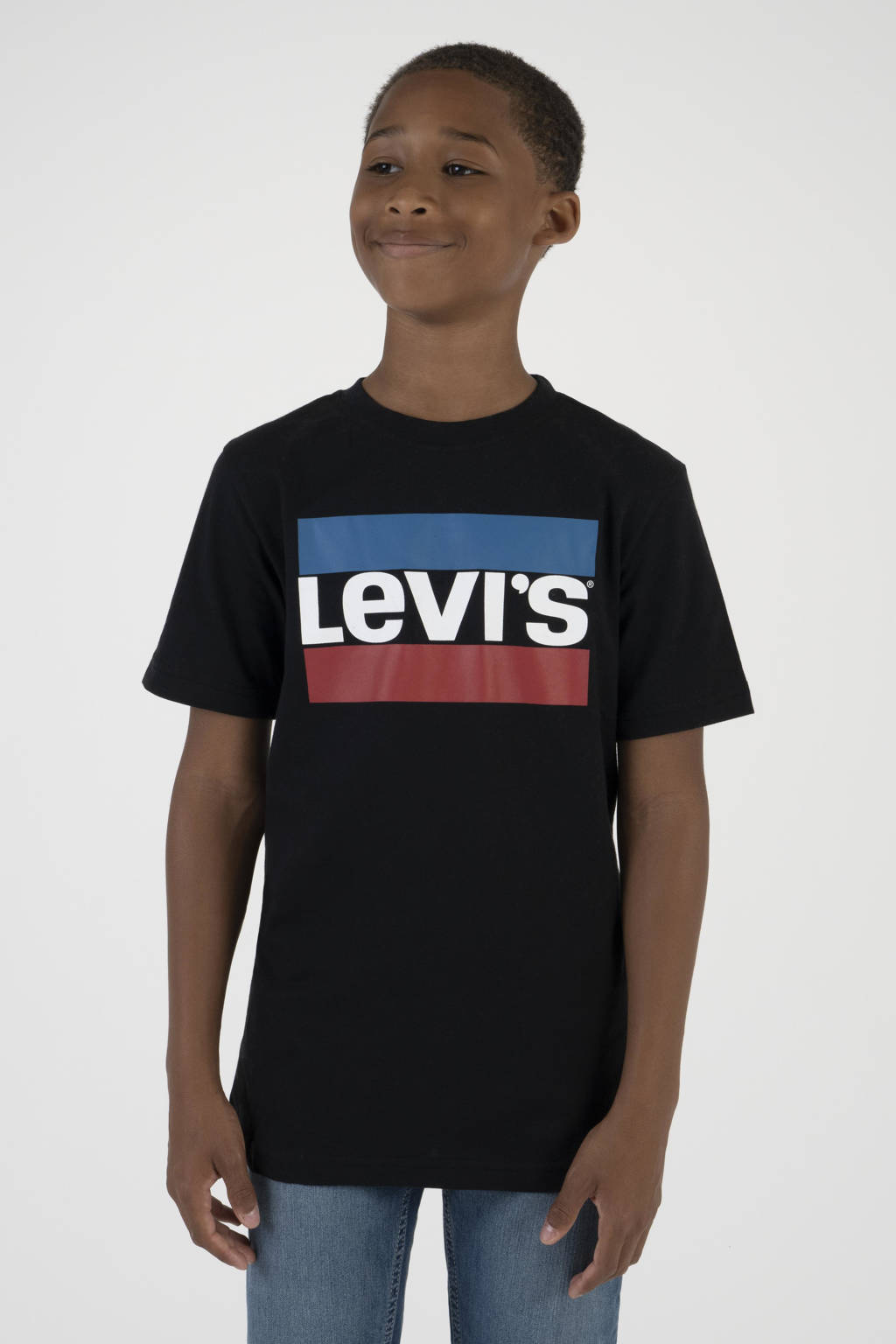 Levi's T-shirt met logo zwart/rood/blauw