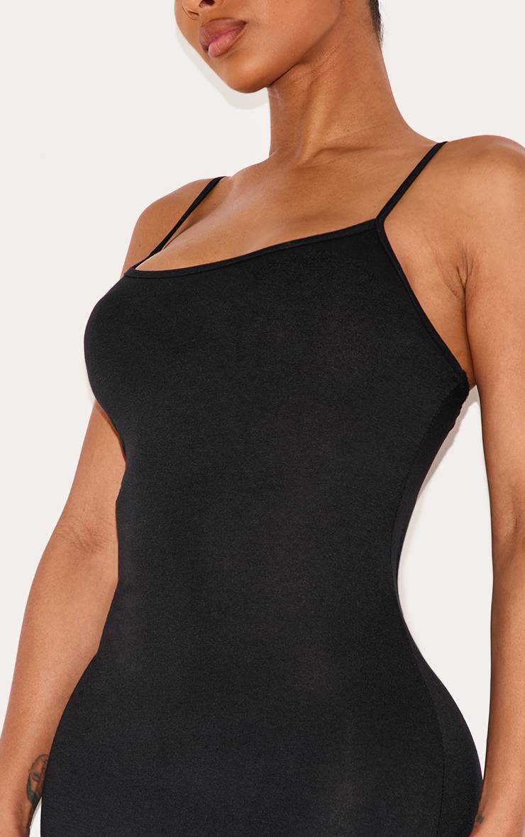 Noir Robe Maxi Moulante En Jersey À Bretelles