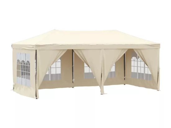 Tente de réception pliable avec parois Crème 3x6 m