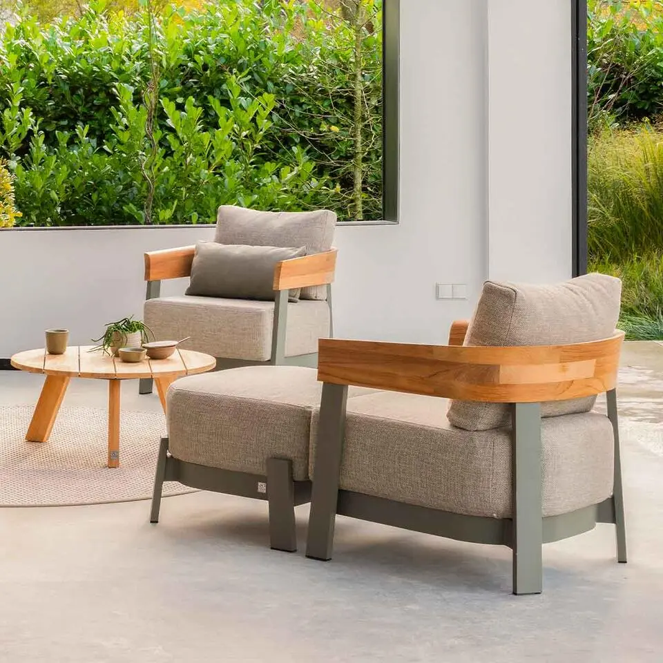 4 Seasons Outdoor Cosmic loungetafel Ø65 cm antractiet - teak