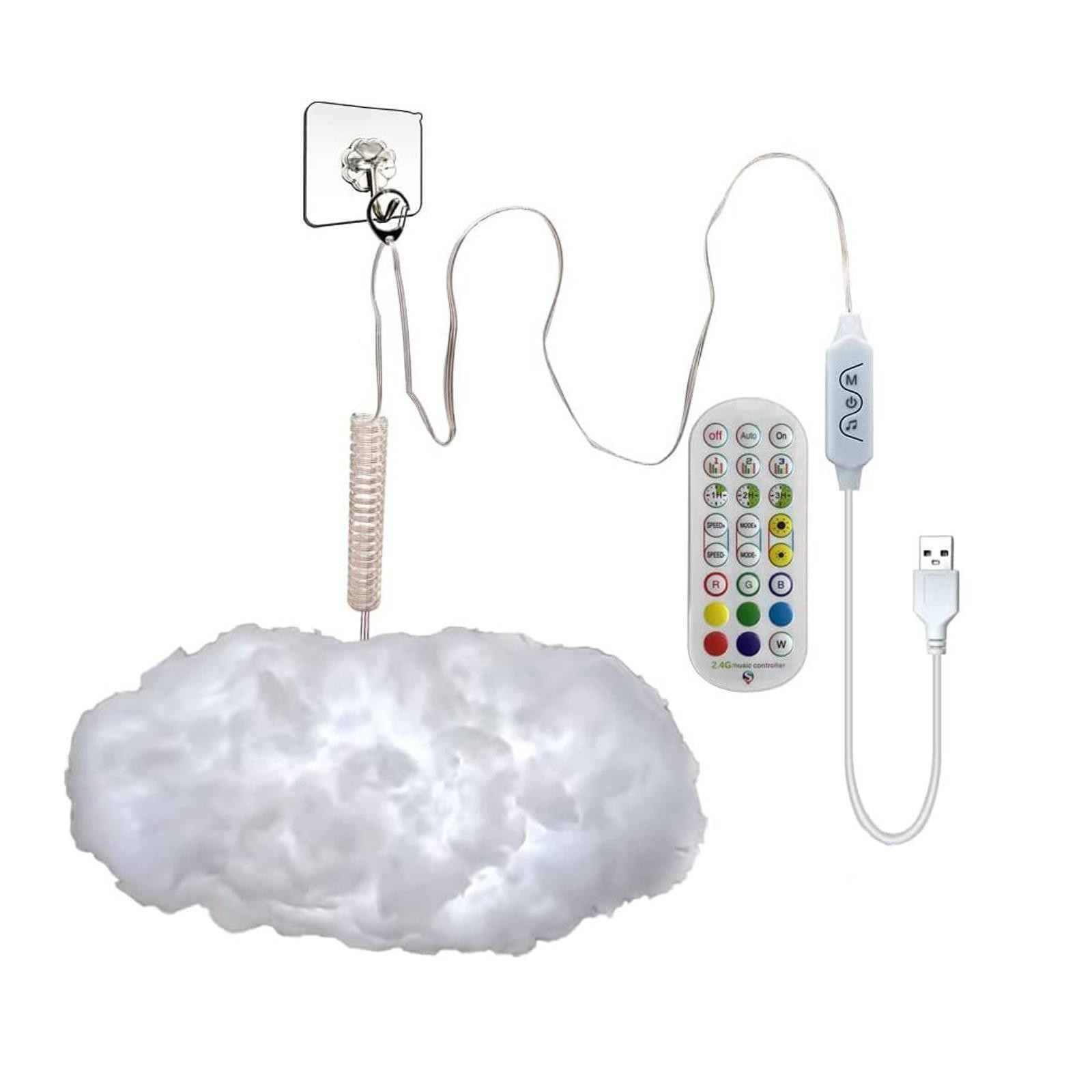(30x18cm) 30 LED's Watte Wolke DIY Leuchtstreifen Nachtlicht USB Lampe mit App Steuerung inkl. Fernbedienung - Bunt