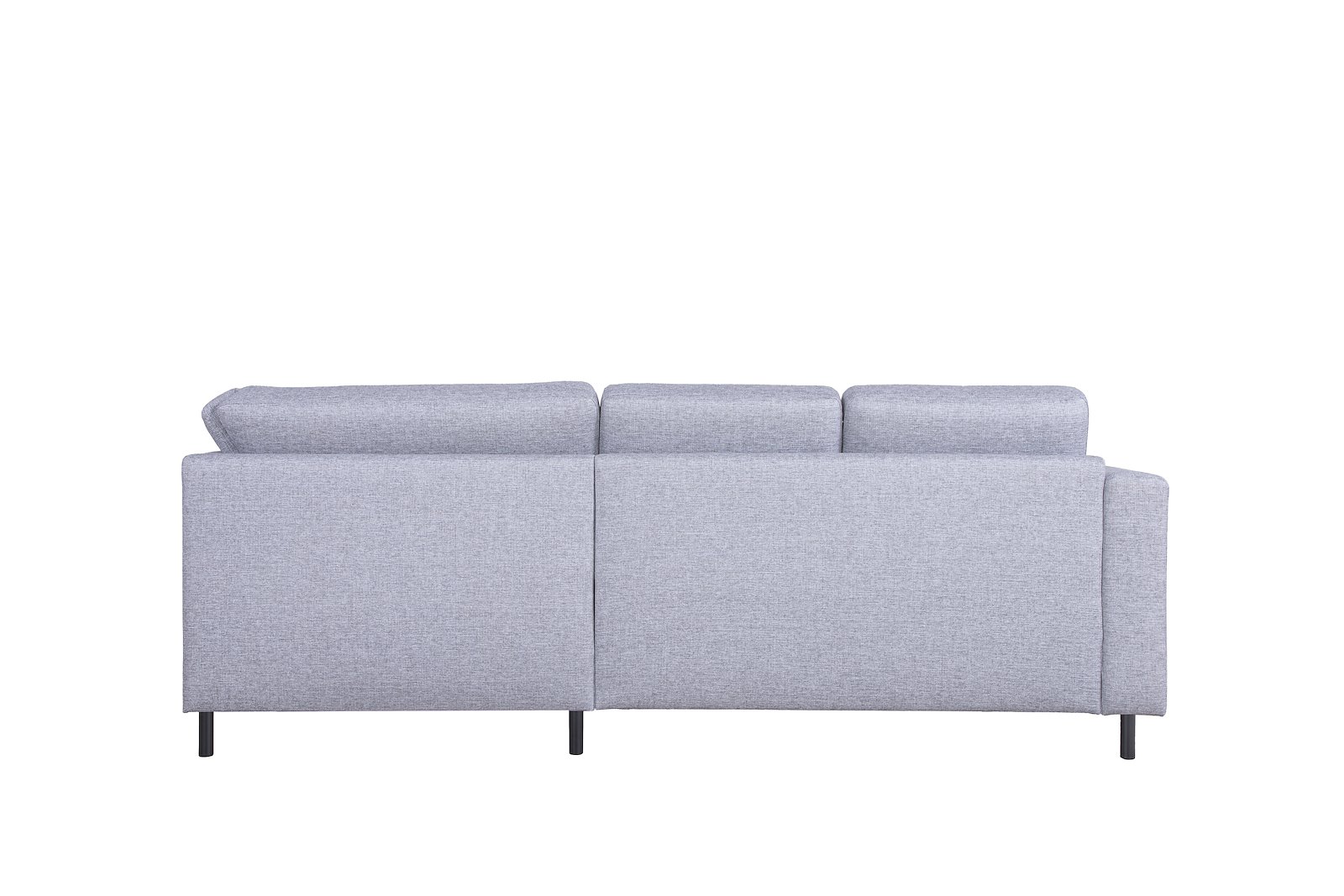 Scandinavia Oppsett C7 22 hjørnesofa med stort hjørne. Tekstil Rocco  570 Lys grå med sorte ben