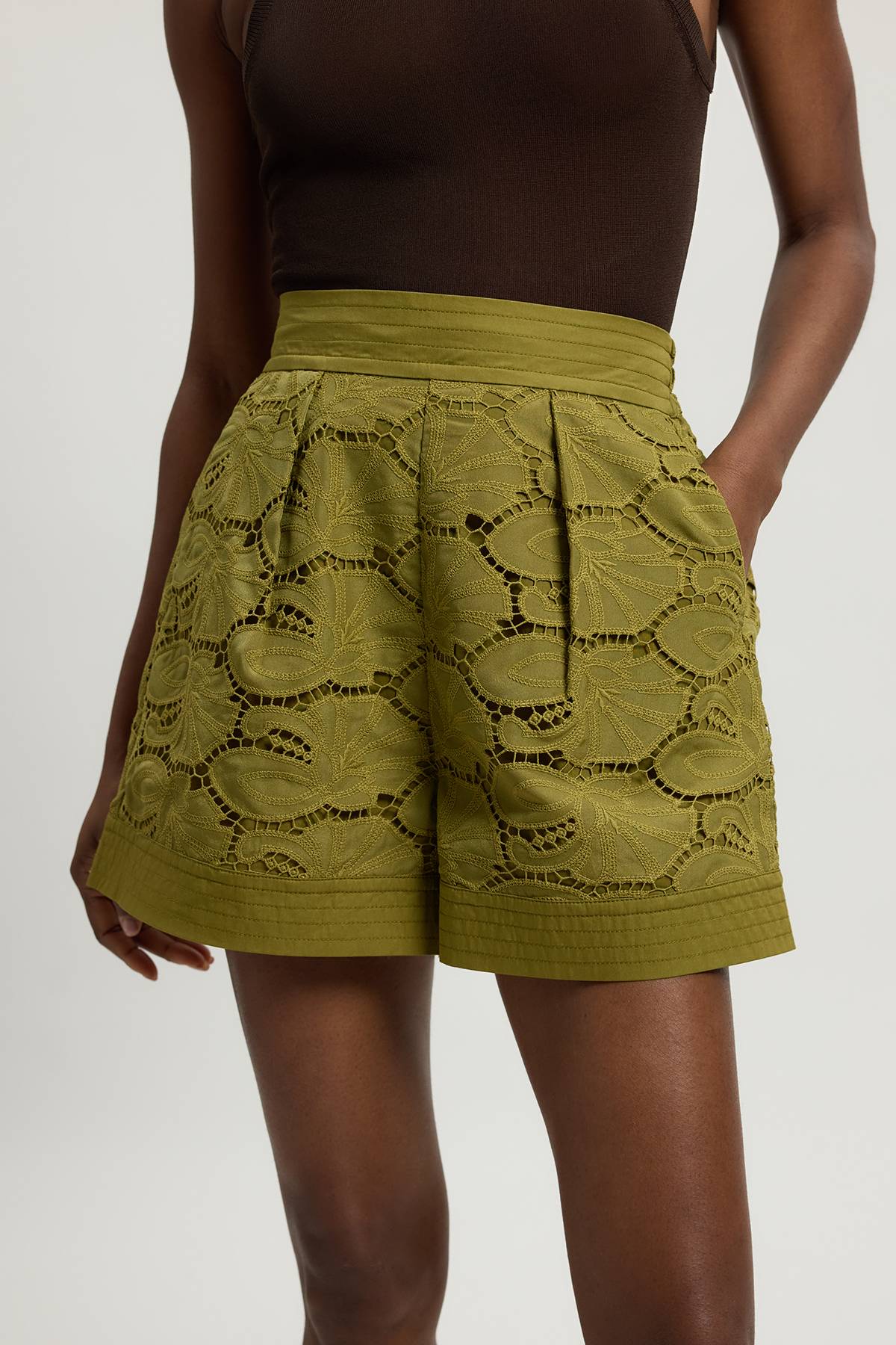 KarenMillen Short Tissé En Coton Ajouré
