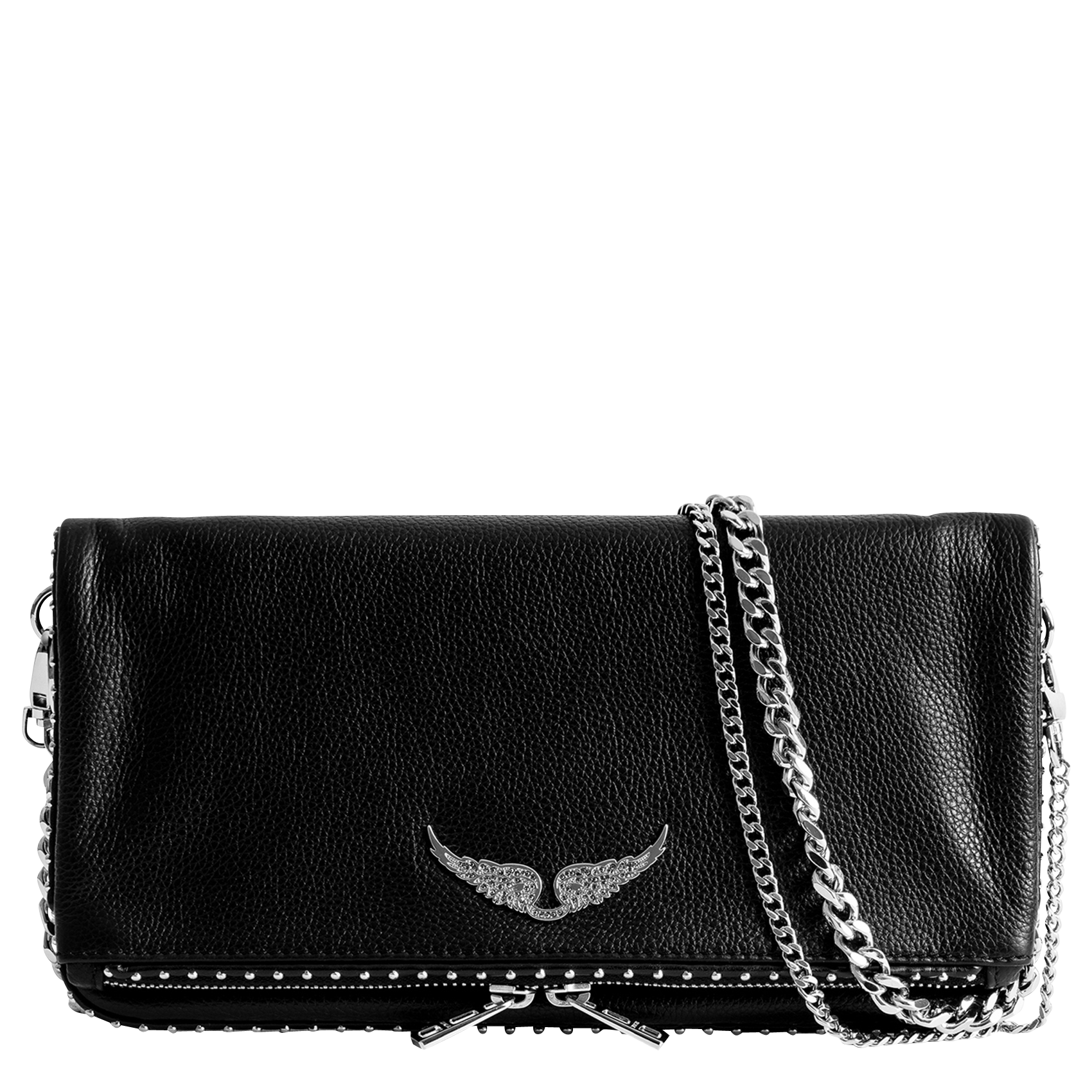 ROCK - Pochette en cuir avec clous | Noir